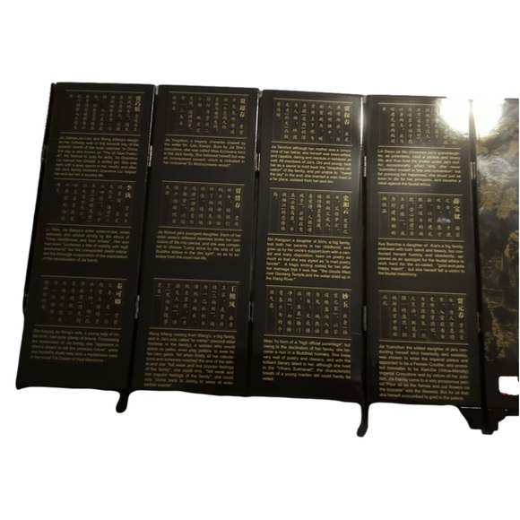 Asian export , black Lacquer , 6 panel screen, 12 beauties of jingling. - Picture 4 of 6